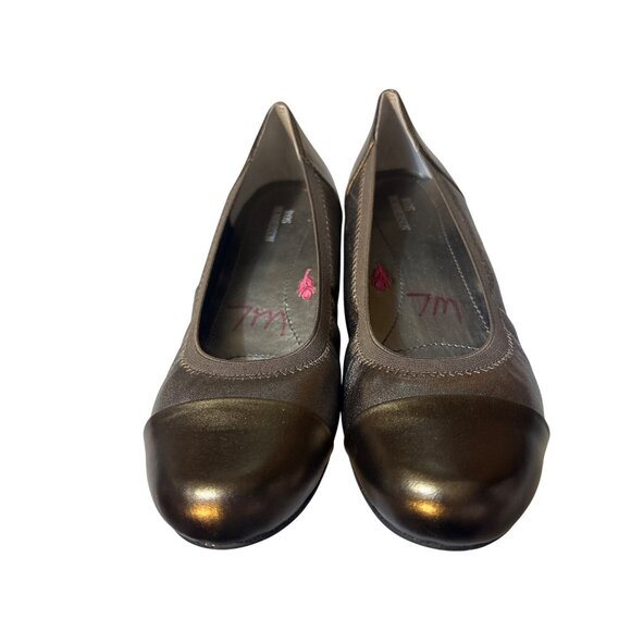 Ros Hommerson Womens Metallic Bronze Leather Ballet Flats Round Toe Size 7 Slip- - Picture 2 of 6